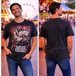 Suicide Squad Harley Quinn DC Comics Black T Shirt Men’s Medium 38-40